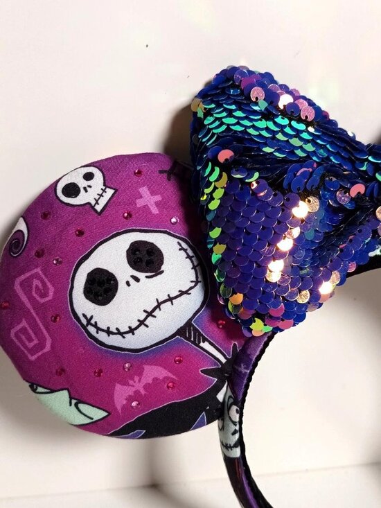 Custom Nightmare Before Christmas Minnie Ears Headband Purple Jack Skellington main image 9